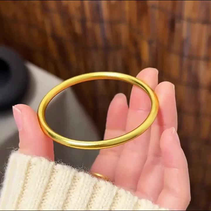 Золотой браслет из золота 750 пробы, круглой формы, гладкий, универсальный, для женщин, оптом, древний метод изготовления, цвет золота Au750, форма ракушки.