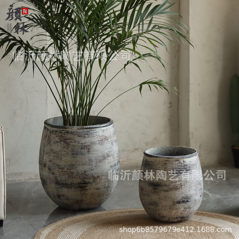 Simple y creativo maceta de flores de cemento sala de estar verde interior balcón patio plantación de flores de piso centro comercial hotel decoración maceta