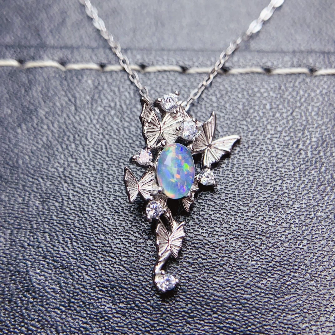 Заводская оптовая продажа натуральная подвеска Opal S925 серебряная инкрустация основного камня 4*6