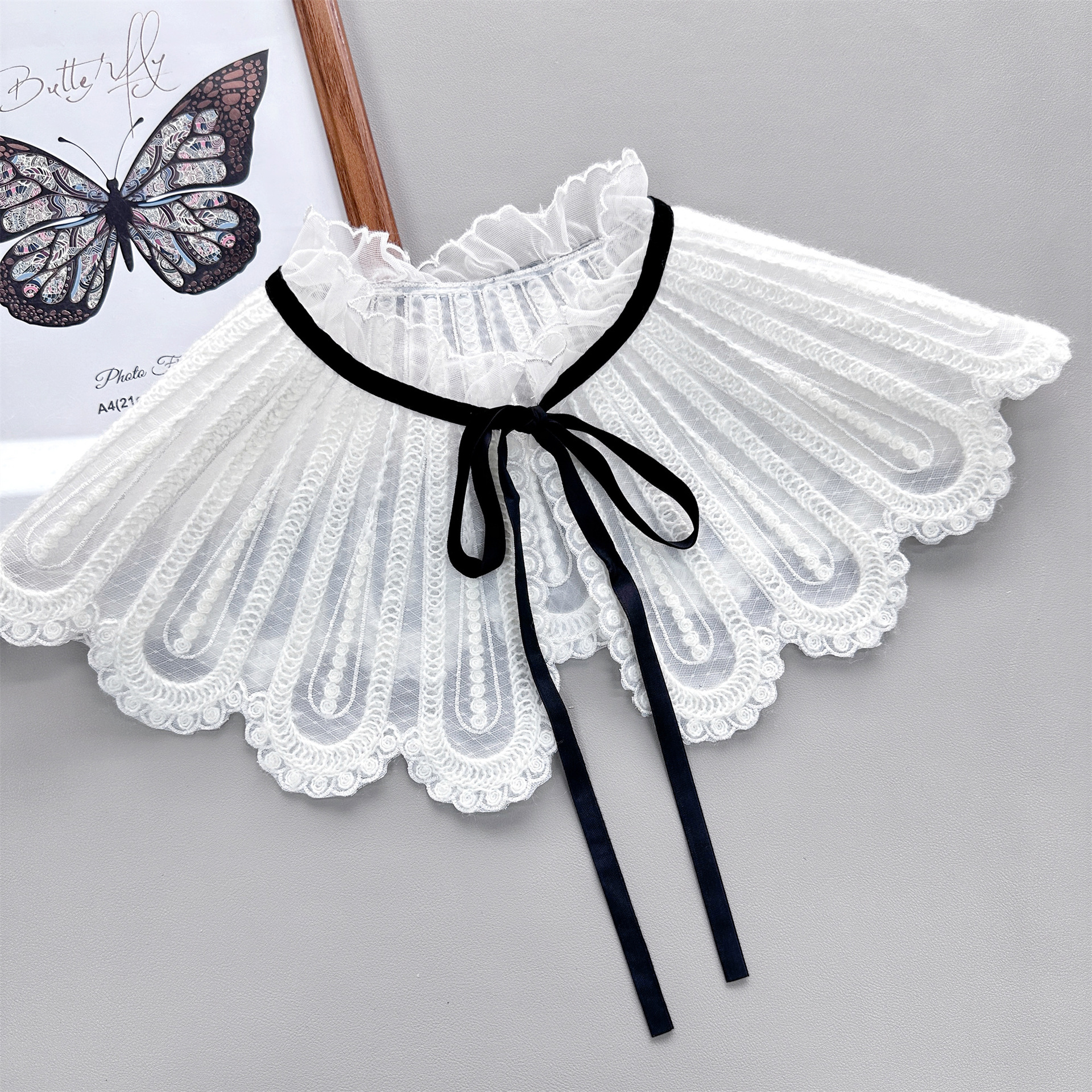 Nuevo mantón de encaje japonés con cuentas de encaje bordado pequeño chaleco falda a juego camisa decorativa exterior collar falso