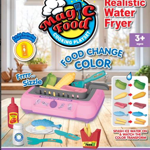 Transfronterizos niños simulación de sonido y luz alimentos de temperatura aire freidora cubiertos de cocina juego de juguetes de horno casero