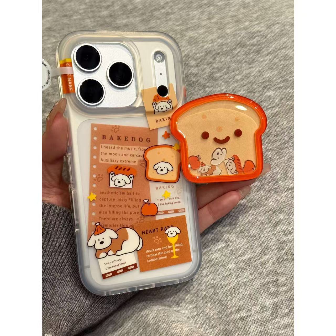 Creative Transparent Illustration Toast Hat Puppy Suitable for Iphone17Promax Apple 16 Mobile Phone Case New Style