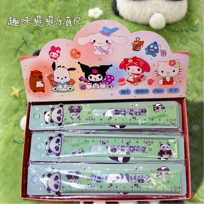 Nuevos productos interesantes reglas de rock music panda reglas acrílicas recta creativa de descompresión de papelería para estudiantes de descompresión