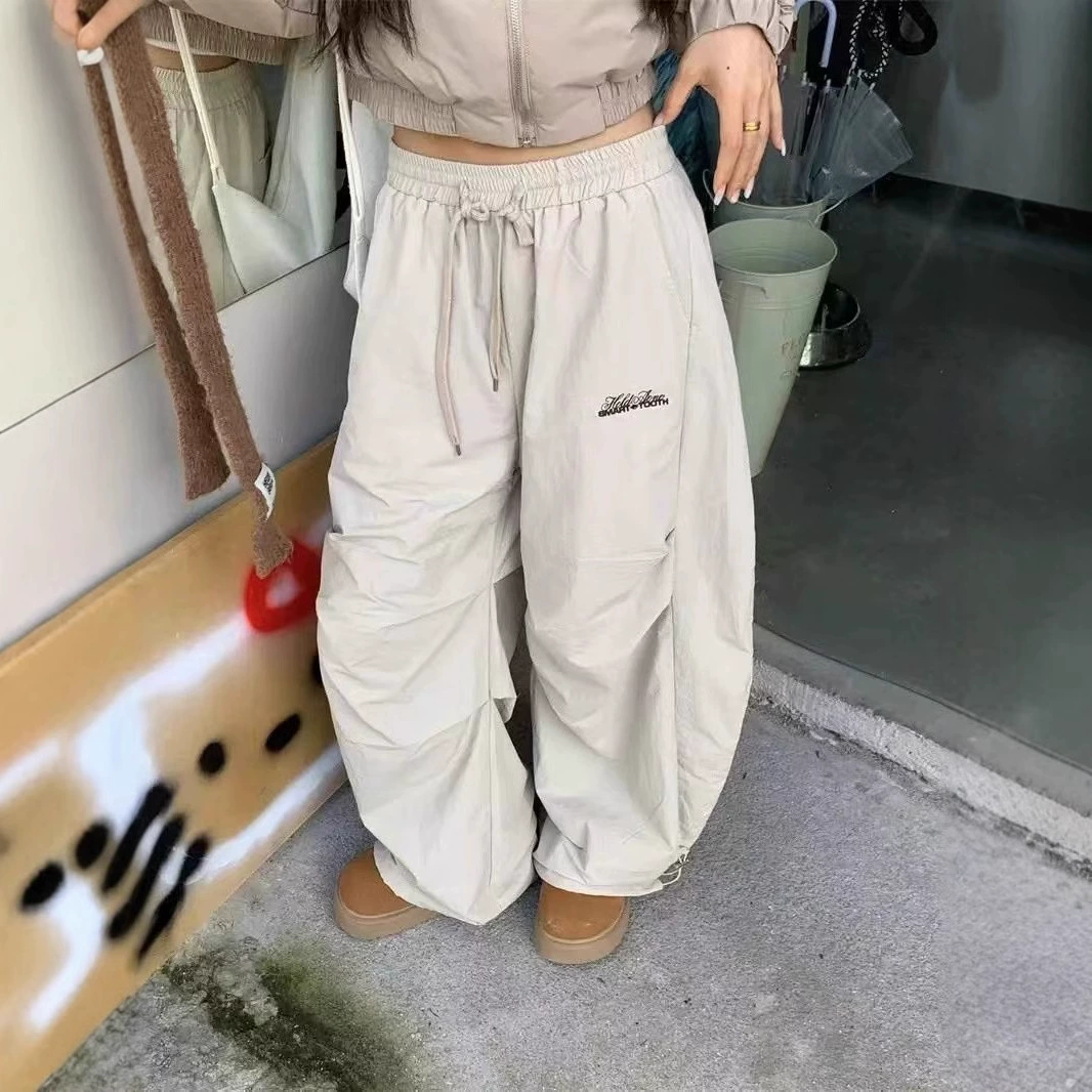 Десантники комбинезоны весенние банановые штаны ятаган hiphop брюки складки женские бархатные черные повседневные широкие брюки