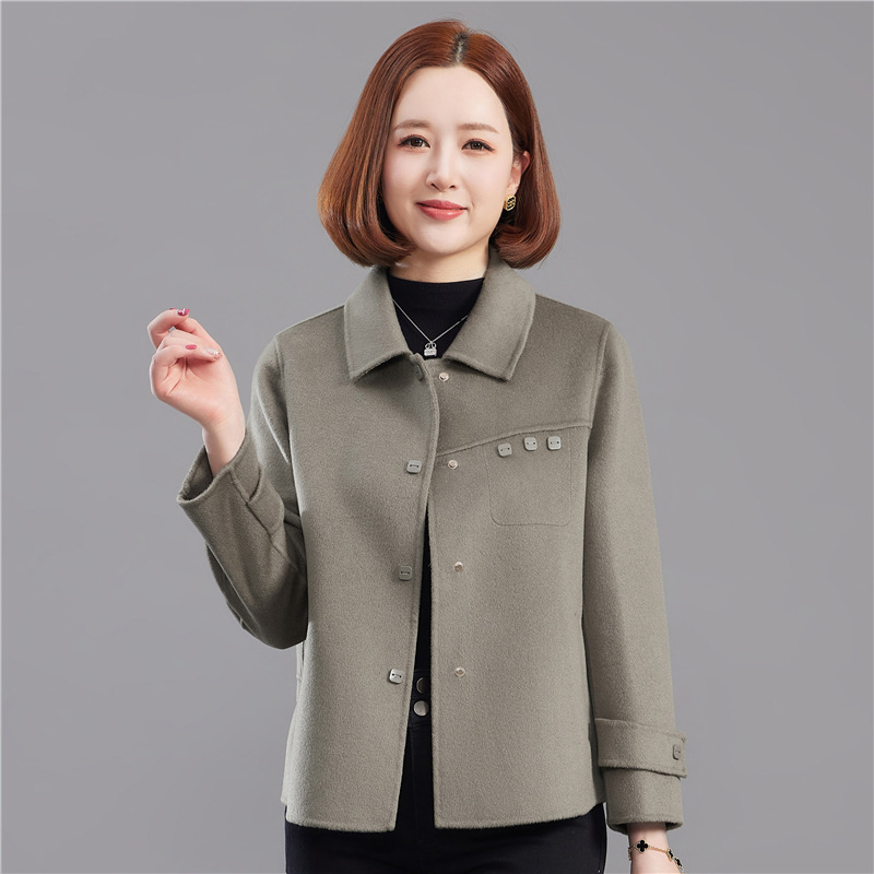 양면 양모 코트 여성 짧은 양모 코트 중년 어머니 2024 가을 · 겨울 신상 여성 의류