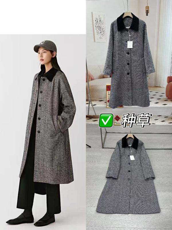 即墨厂家09080125女装2025秋季新款混纺花呢宽松加长款大衣风|undefined