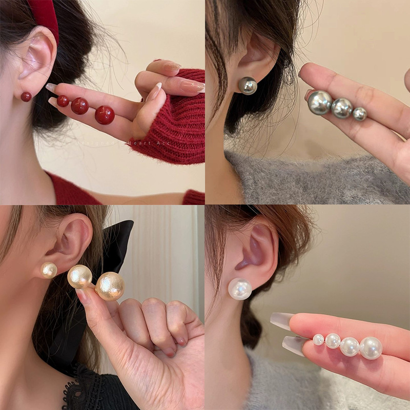 轻奢感珍珠耳环女s925银针小众设计珍珠耳钉韩国个性简约耳饰