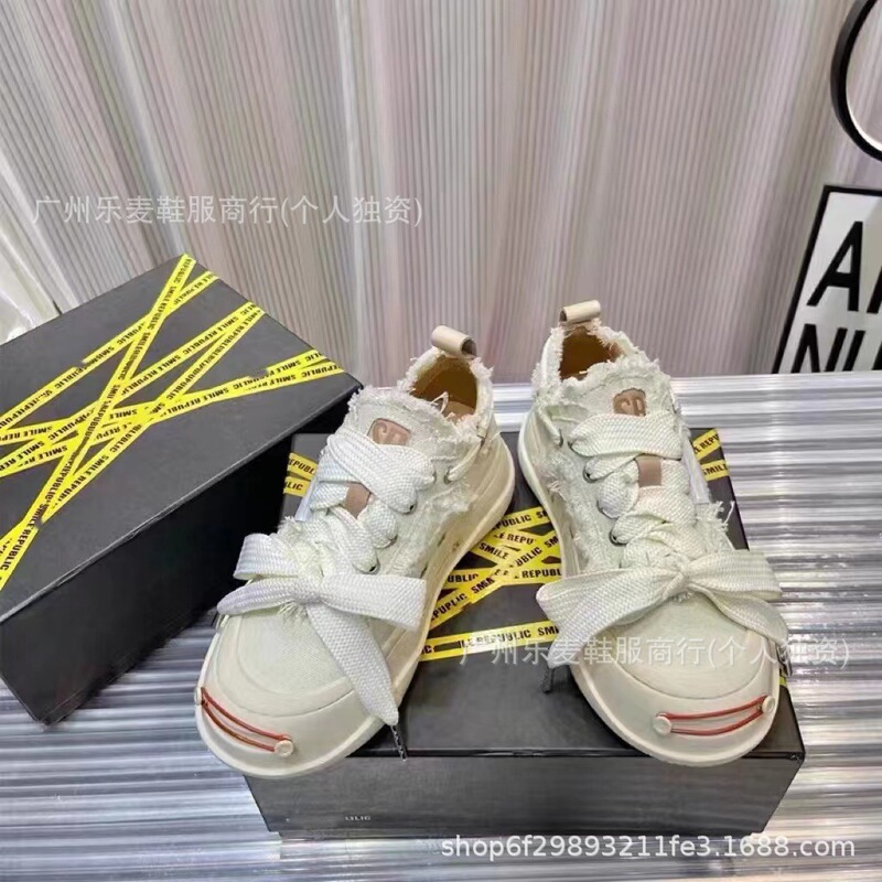 檀健次同款开口笑乞丐风帆布鞋SR~大头丑萌厚底增高7cm情侣休闲鞋|undefined