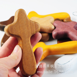 Cross-Border Wooden Cross Solid Wood Cross Wooden Crafts Decorative Handle Piece Praying Pine Cross