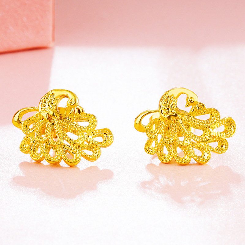 Broqueles de Flores para Mujer de Cobre Dorado