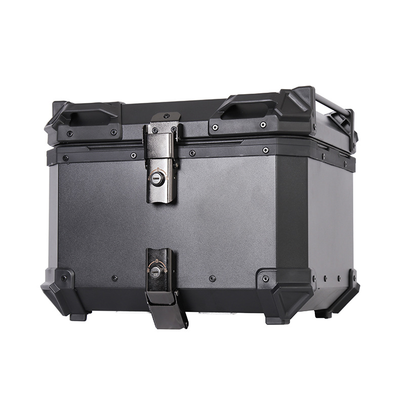 All Black Black Warrior Motorcycle Trunk Waterproof Quick Release Aluminum Alloy Tail Box 45L/55L/65L Storage Box