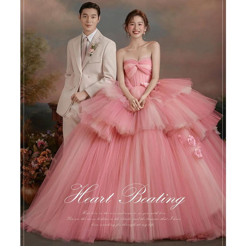 Photo Studio Photography Theme Wedding Dress High-End New Style Indoor Photo Shoot Street Photography Tutu Skirt Colorful Gauze Elegant Banquet Light Wedding Dress
