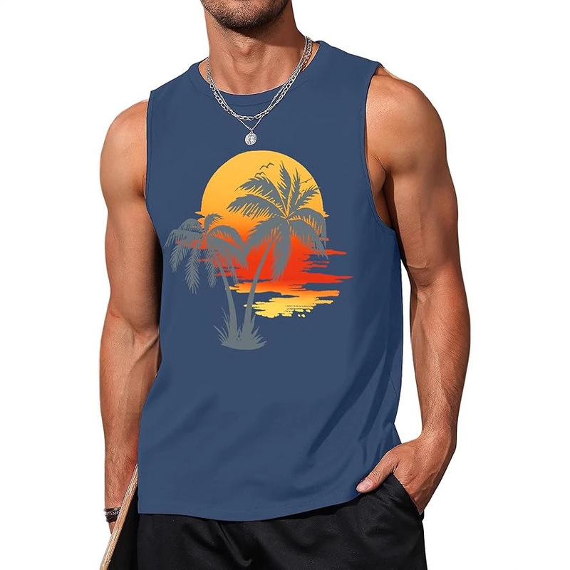 Cross-Border Export New Summer Men's T-Shirt Hawaiian Style Travel Vacation Casual Short-Sleeved 3D Printed Vest