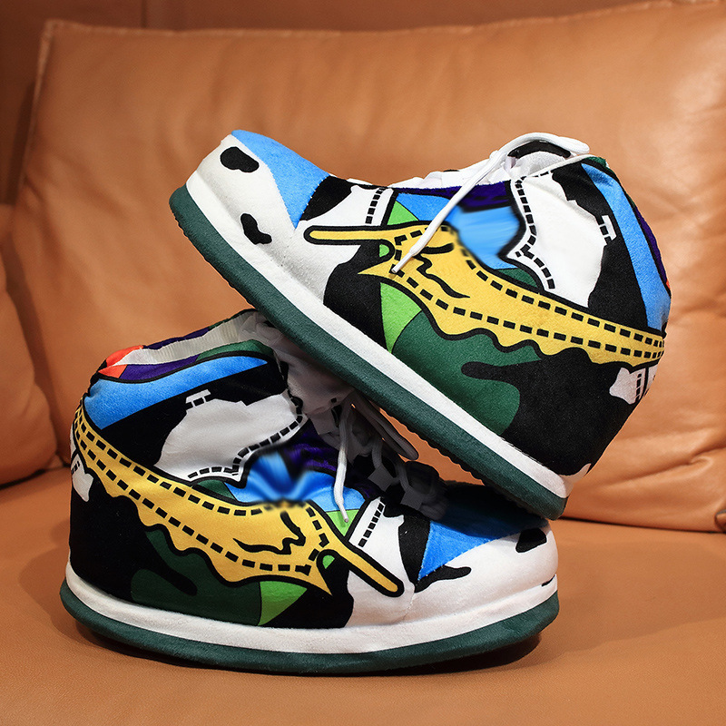 Invierno nuevas zapatillas calientes un cono grandes Zapatillas de algodón con gancho zapatos de algodón hogar artefacto suave talón engrosado zapatillas