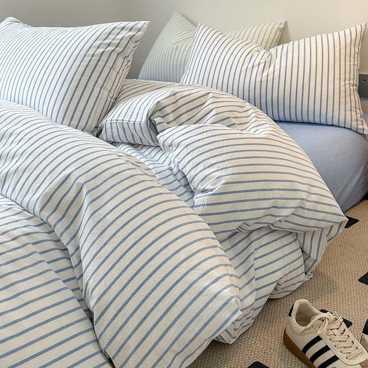 2025 nuevo traje de cama de cuatro piezas de algodón funda de edredón de algodón lavado sábana de algodón traje de dormitorio de tres piezas