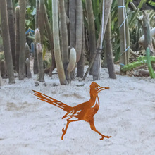 跨境热销生锈色金属走地鸟地插工业风户外景观雕塑花园草坪装饰