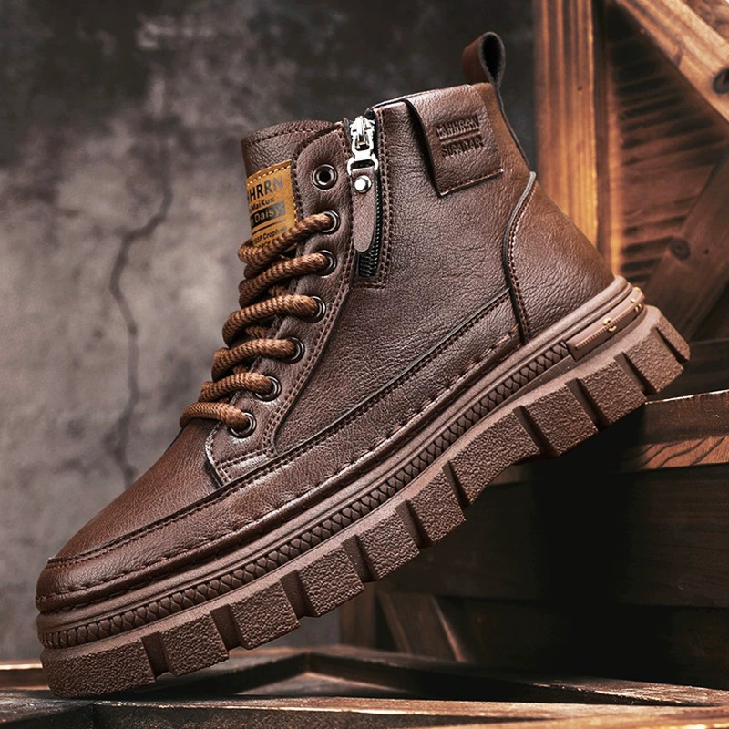 Men’s demi‑season high boots (Martens D087), side zipper, British style, leisure