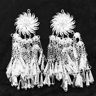 Miao Silver Accessories Shawl Pendant Long Tassel Silver Accessories Minority Performance Clothing Accessories Miao Silver Accessories