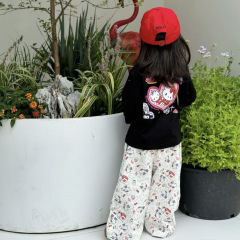 洋気かわいい女の子のゆったりとしたワイドパンツカジュアル長袖女宝ファッションtシャツ2点セット0031a 160
