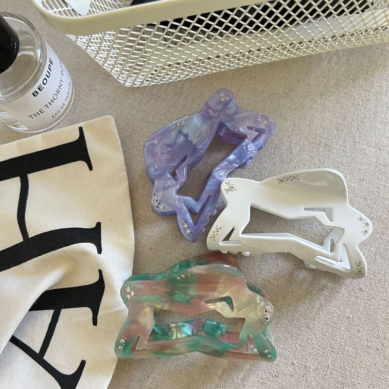 欣邑饰品醋酸板材星星镂空发抓后脑勺中号盘发抓夹百搭鲨鱼夹发饰|undefined