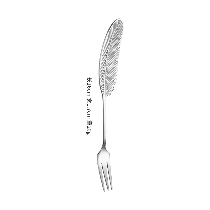 Cuchara de Acero Inoxidable 304 con Diseño de Pluma - Para Café y Postres, Vajilla de Lujo