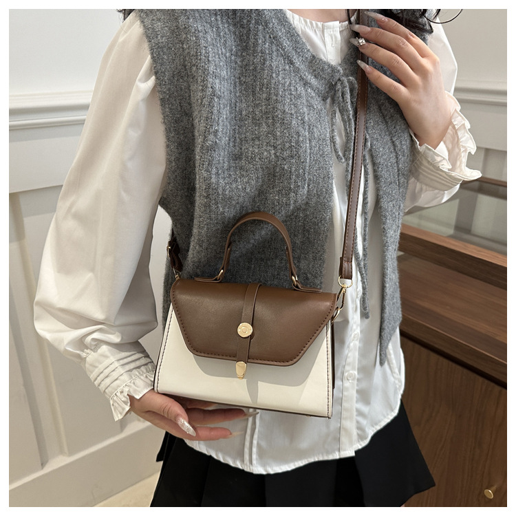 Women's Small Pu Leather Color Block Classic Style Square Magnetic Buckle Crossbody bag BAX display picture 18
