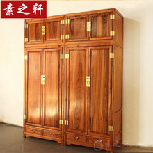香樟木衣柜现代新中式实木双门衣柜顶箱柜四门衣柜卧室衣橱全实木