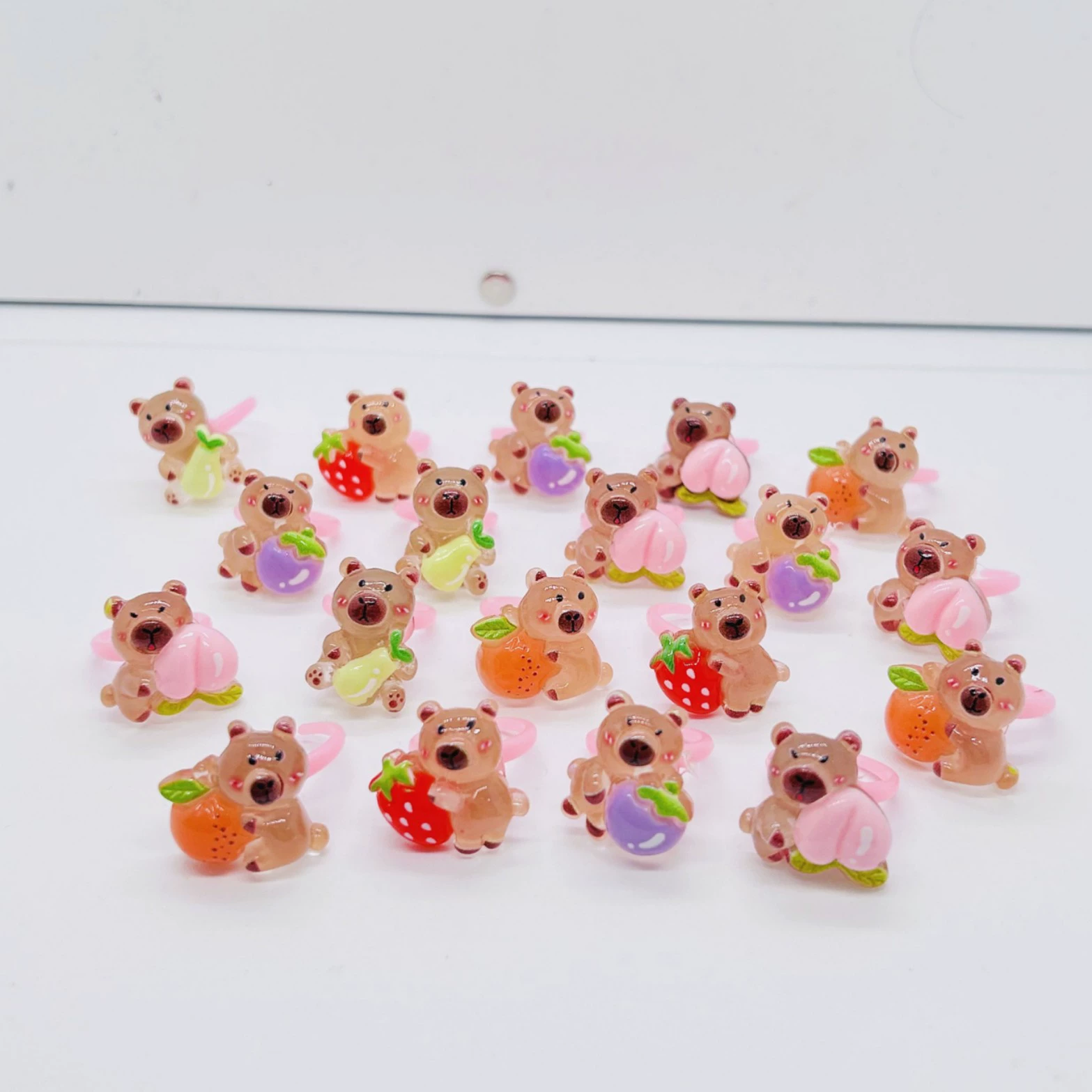 Детское кольцо с фруктами из мультфильма Капибала, матовое пластиковое кольцо, подарок на день рождения, детский сад