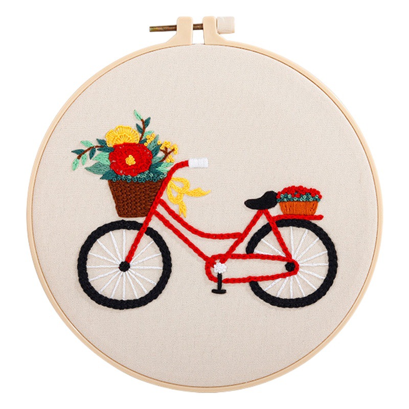 Original nuevo romántico bicicleta colorido ramo globo bicicleta transfronteriza paquete de material de bordado hecho a mano bricolaje