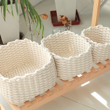 编织北欧风钥匙化妆台收纳盒桌面置物架ins篮子编织收纳筐宿舍床