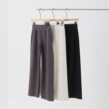 加绒加厚高腰阔腿裤女2025冬季新款保暖提臀收腹显瘦莫代尔休闲裤