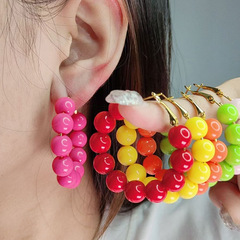 夏のイヤリングドーパミンビーズキャンディー色アクリルピアス小清新誇張ファッションイヤリングアクセサリー女
