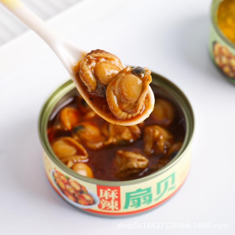 海领冠麻辣扇贝肉海鲜零食罐装熟食下饭菜100g那香海食品