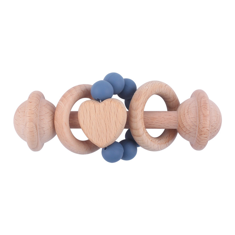 Juguete para niños creativo Beech teether bebé amor mano agarre sonajero cuentas de silicona bebé ejercicio interactivo mordedor palo