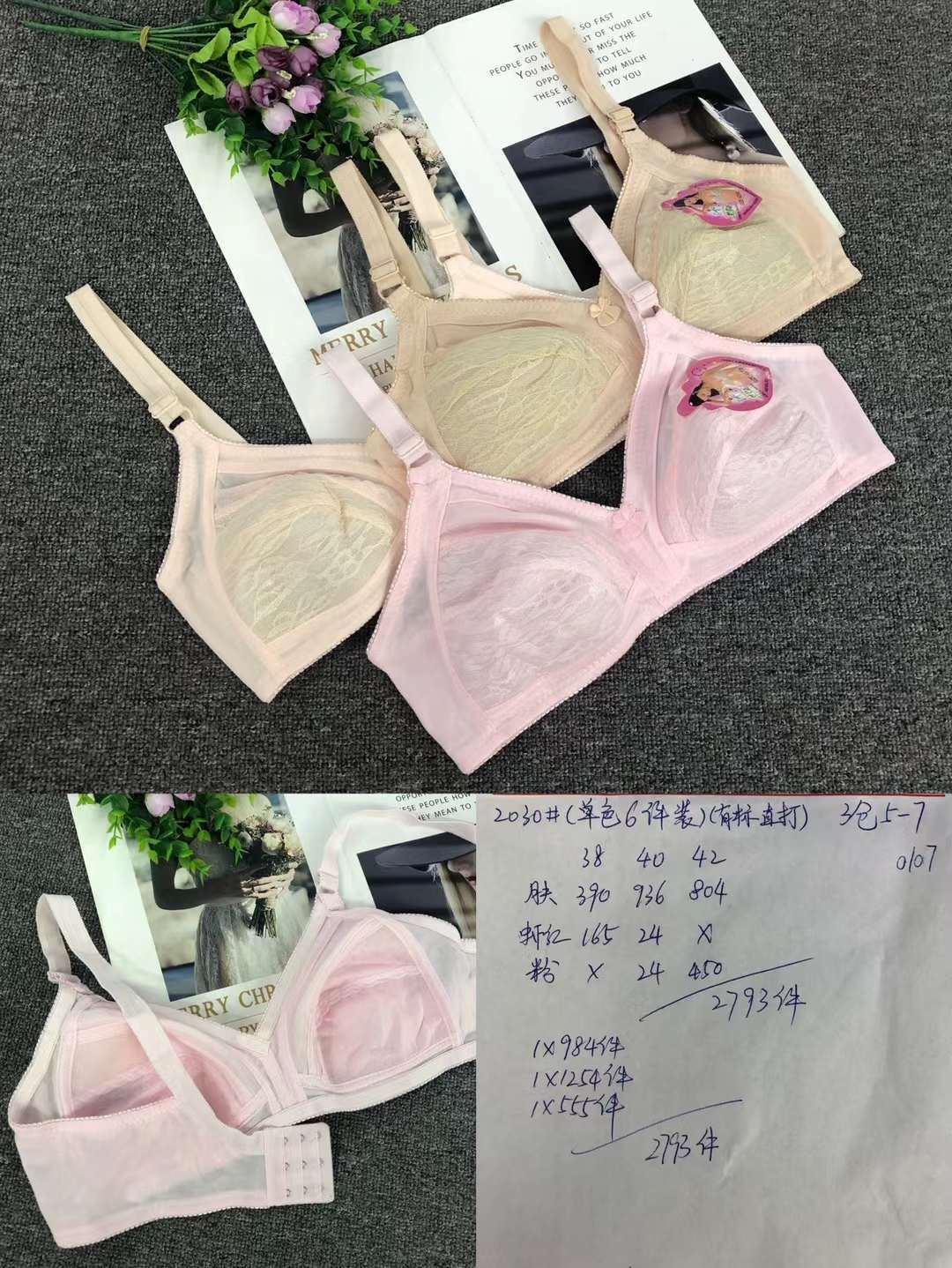 Sujetador de la ropa interior de la Madre Tres pechos delgada de mediana edad y ancianos sujetador inalámbrico de algodón pequeño pecho empuja hacia arriba más sujetador de tamaño al por mayor