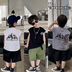Boys' thin sleeveless cotton vest T-shirt children's summer wear Korean style baby cool top for middle and small children as a base jacket T
