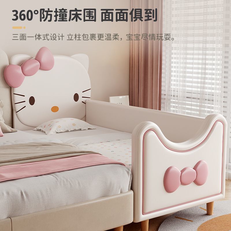 Solid Wood Children's Bed Spliced ​​Bed Baby Girl Princess Bedside Widened Crib Adult Bed with Guardrails
