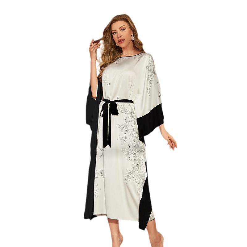 Nuevos pijamas sexuales transfronterizos de primavera y otoño de alta calidad de moda de satén de manga larga pijama para mujeres DP3390