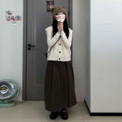 法式复古宽松叠穿无袖背心马甲毛衣女秋冬2025新款感针织上衣