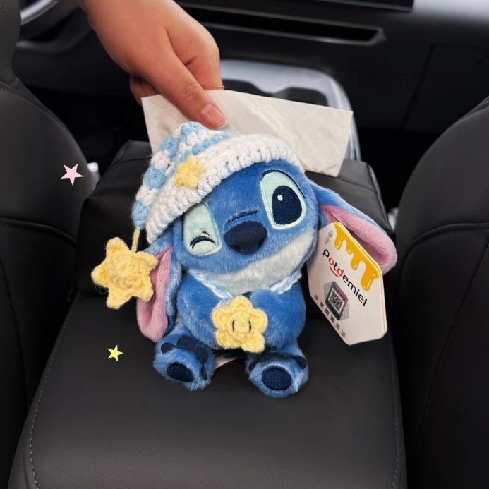 Stitch Car Tissue Box, Car Armrest Box Tissue Holder, Seat-mounted Car Tissue Bag, Cute