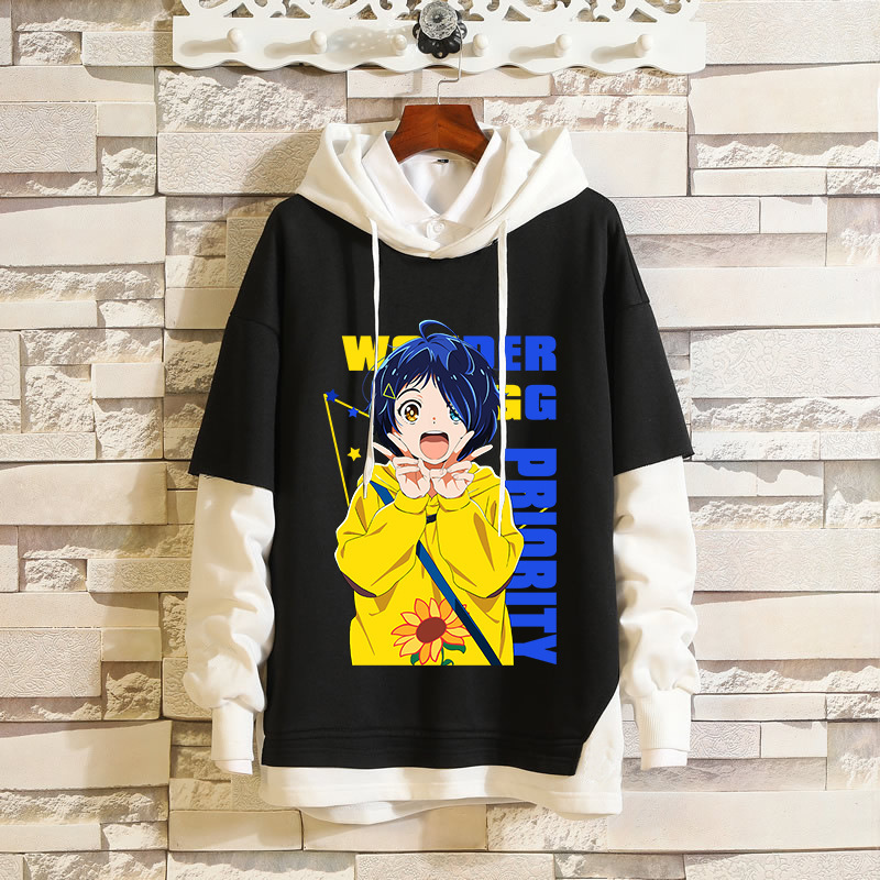 Japanese Anime Strange Egg Story Big Love Anime Breathable Fake Two-Piece Men's and Women's Fashionable Spring and Autumn Sweater Casual Top
