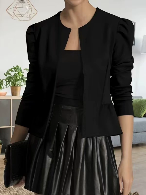 Пиджак (Zhuo Cai Clothing) демисезонный, короткий крой, длинные рукава, осенний цвет