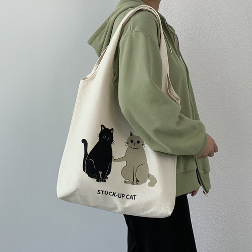 New Japanese and Korean cute student shoulder bag school bag ins literary retro large capacity vest canvas bag women summer