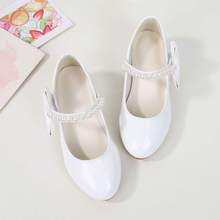 女童白色高跟鞋公主风春秋季皮鞋中大童鞋黑色儿童配晚礼服鞋珍珠
