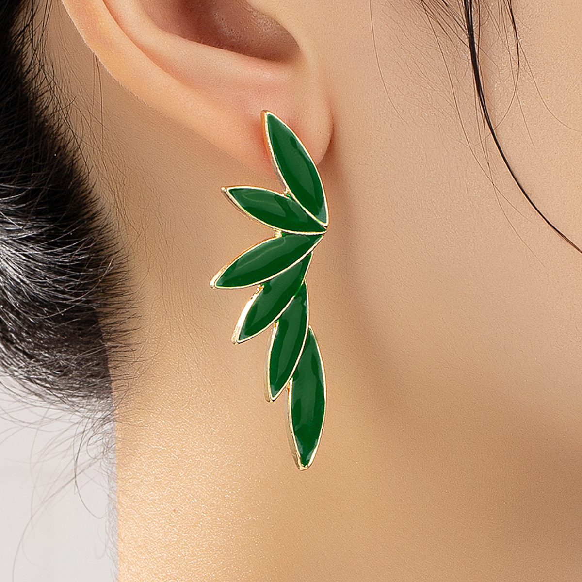 Daily Occasion Alloy Material Fashion Leaf Alloy Plating Ear Studs