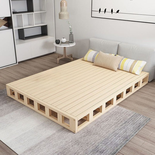 Solid Wood Hardboard Double Bed Frame Floor Bed Japanese-Style Low Bed Platform Tatami Bed Frame Without Headboard Factory