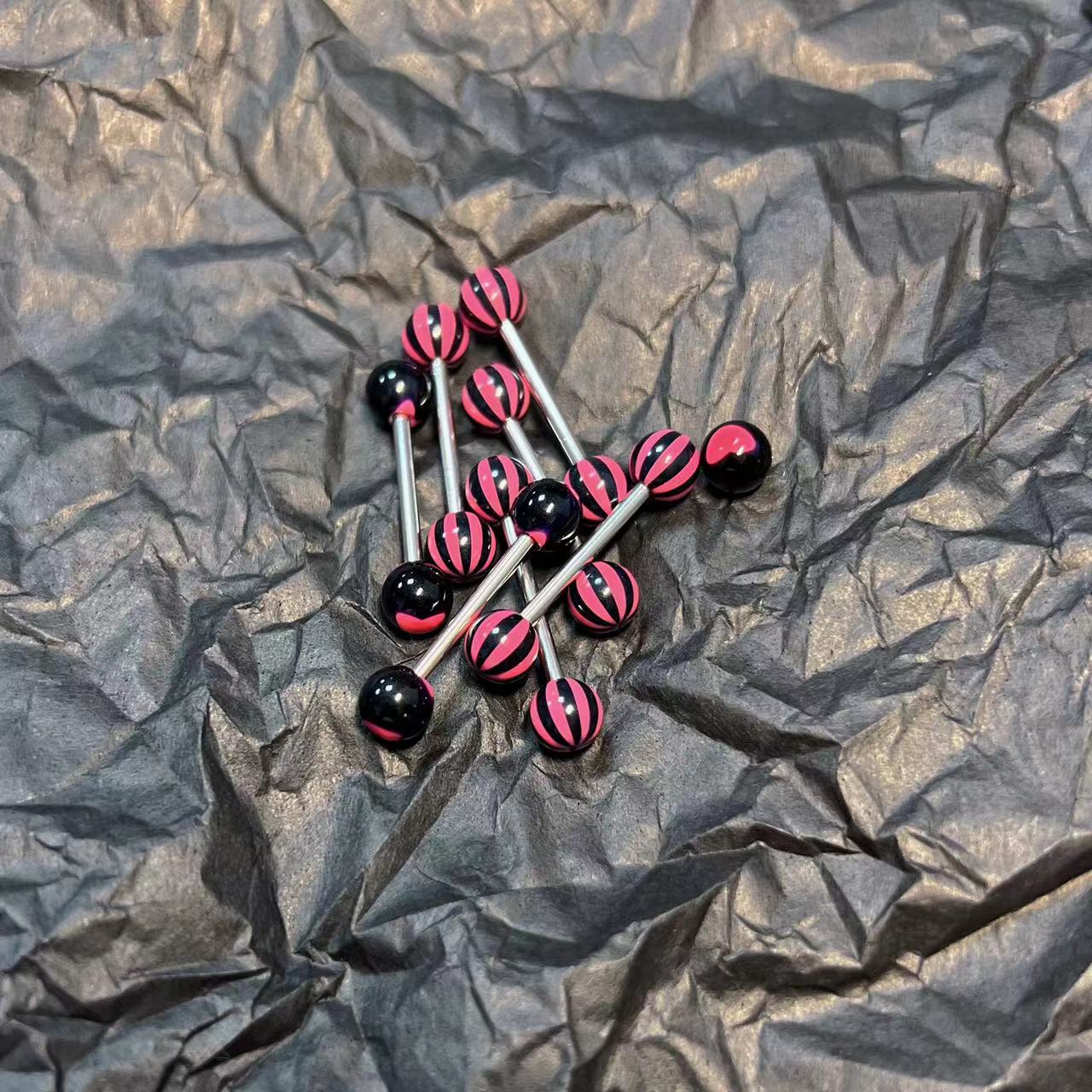 Tongue Nail Hot Girl Punk Tongue Ring Barbell 316L Surgical Steel Striped Tongue Piercing Jewelry Wholesale detail image 7