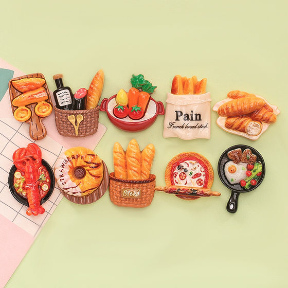 Imitation Food Play Hot Pot Bread Lobster Pizza diy Cream Glue Keychain Hairpin Refrigerator Sticker Resin Jewelry