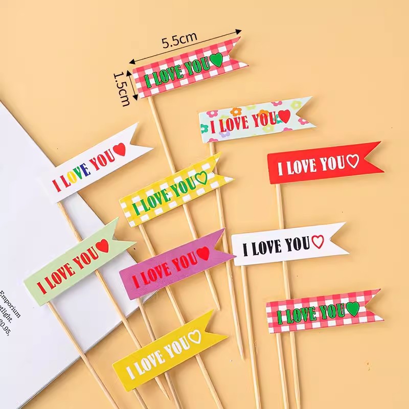 Qixi día de San Valentín pastel horneado decoración I love U I love you confession velas amor perlas de azúcar