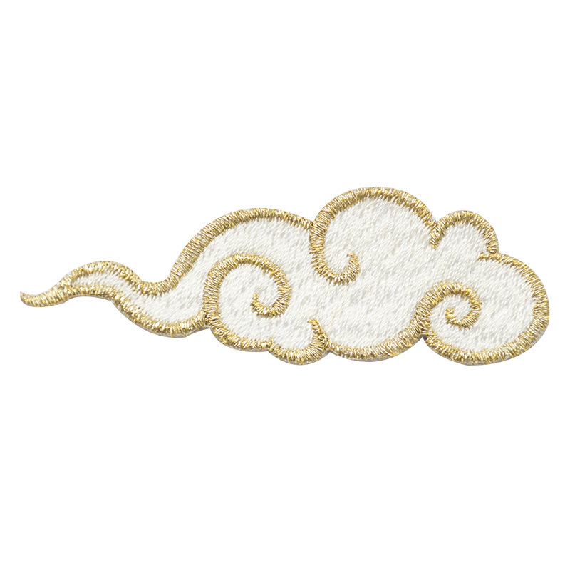 ゴールデンシルバー小さな縁起の良い雲刺繍布ステッカー映画やテレビの衣装チャイナドレスエスニックパフォーマンス衣装雲模様のアップリケ|undefined